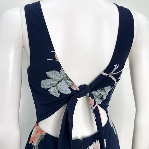 Aritzia Wilfred Ecoulement Floral Jumpsuit Cropped Wide Leg Royal Navy/Rosso - Picture 10 of 14